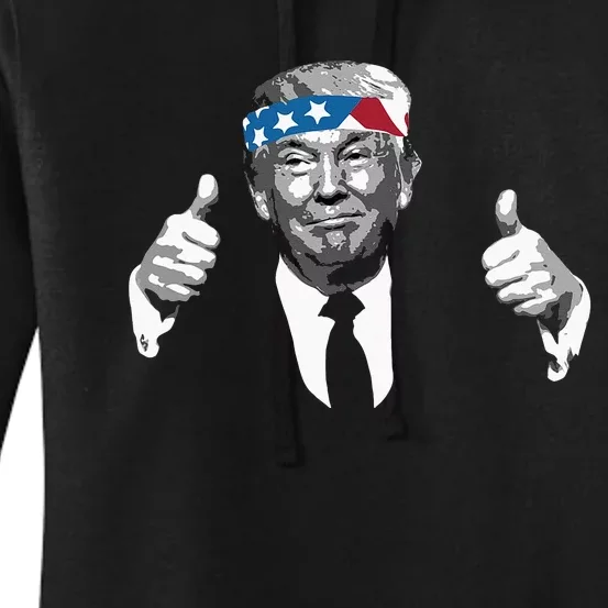 Donald Trump Thumbs Up American Flag Bandana Women's Pullover Hoodie