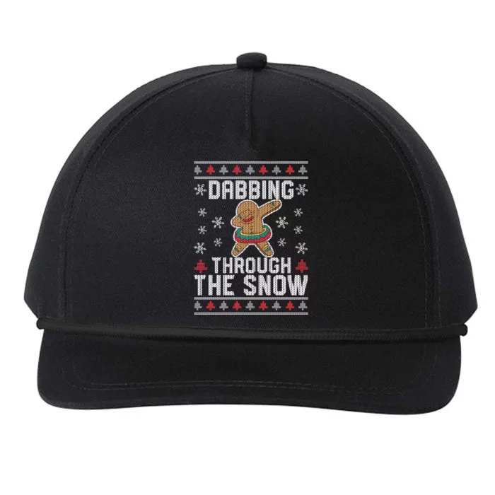 Dabbing Through The Snow Gingerbread Christmas Dab Dance Funny Gift Snapback Five-Panel Rope Hat