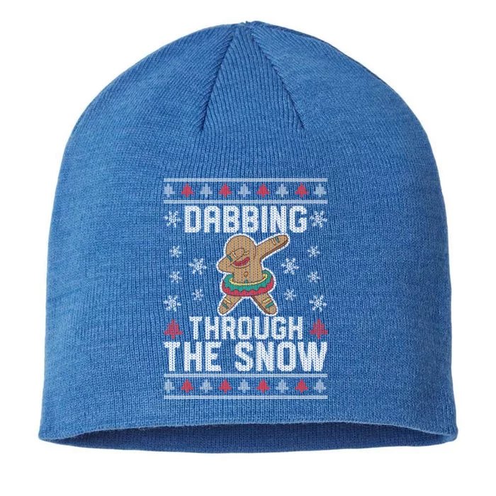 Dabbing Through The Snow Gingerbread Christmas Dab Dance Funny Gift 8 1/2in Sustainable Knit Beanie