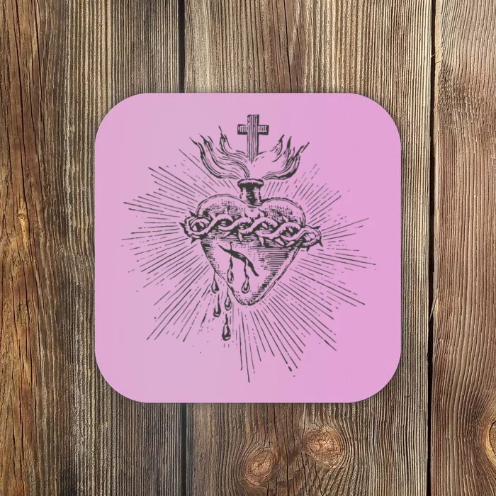 Devotion To The Sacred Heart Of Jesus Vintage Catholic Art Coaster