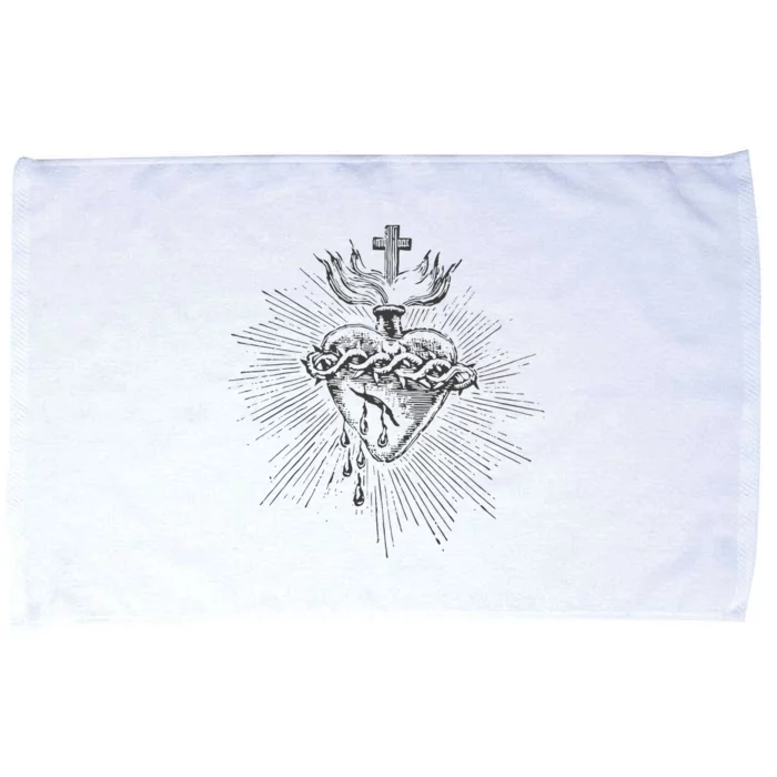 Devotion To The Sacred Heart Of Jesus Vintage Catholic Art Microfiber Hand Towel