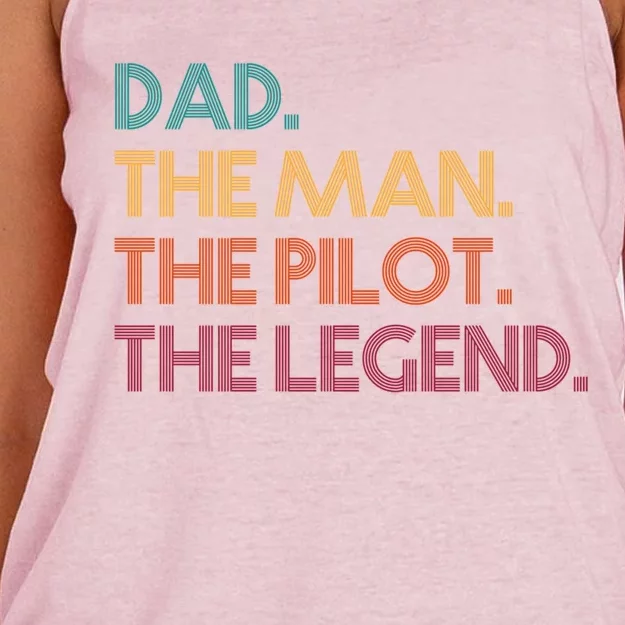 Dad The The Pilot The Legend Fathers Day Great Gift Women's Knotted Racerback Tank