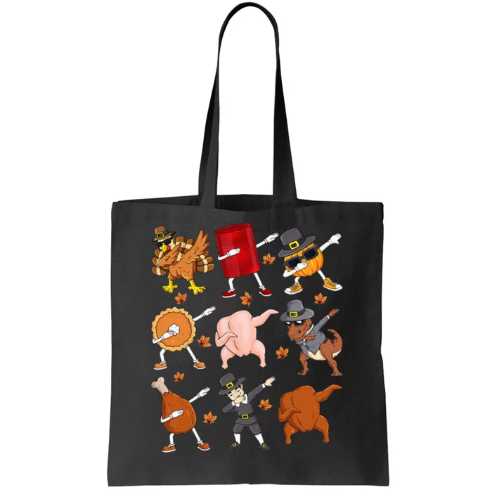 Dabbing Turkey T Rex Pilgrim Thanksgiving Funny Dab Tote Bag