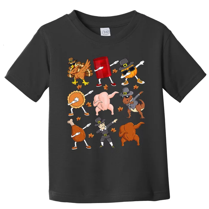 Dabbing Turkey T Rex Pilgrim Thanksgiving Funny Dab Toddler T-Shirt