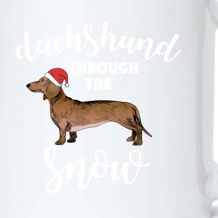 Dachshund Through The Snow Tee Dog Christmas Santa Hat Gift Black Color Changing Mug