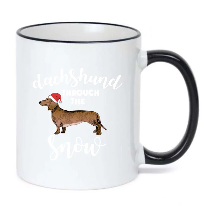 Dachshund Through The Snow Tee Dog Christmas Santa Hat Gift Black Color Changing Mug