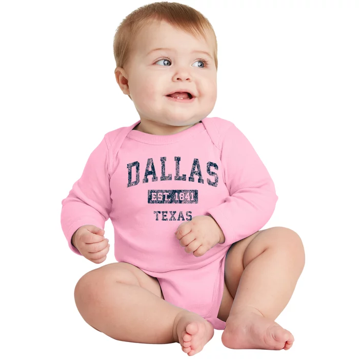 Dallas Texas Tx Vintage Baby Long Sleeve Bodysuit