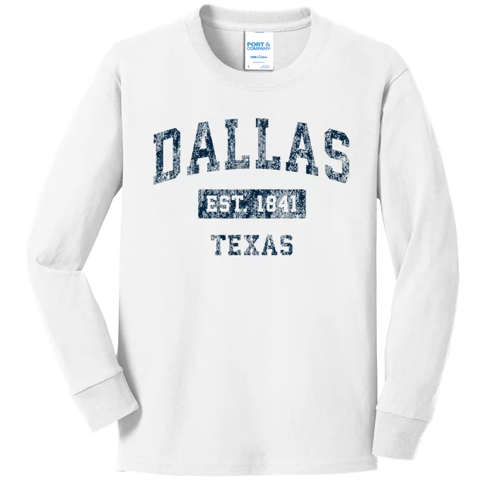 Dallas Texas Tx Vintage Kids Long Sleeve Shirt