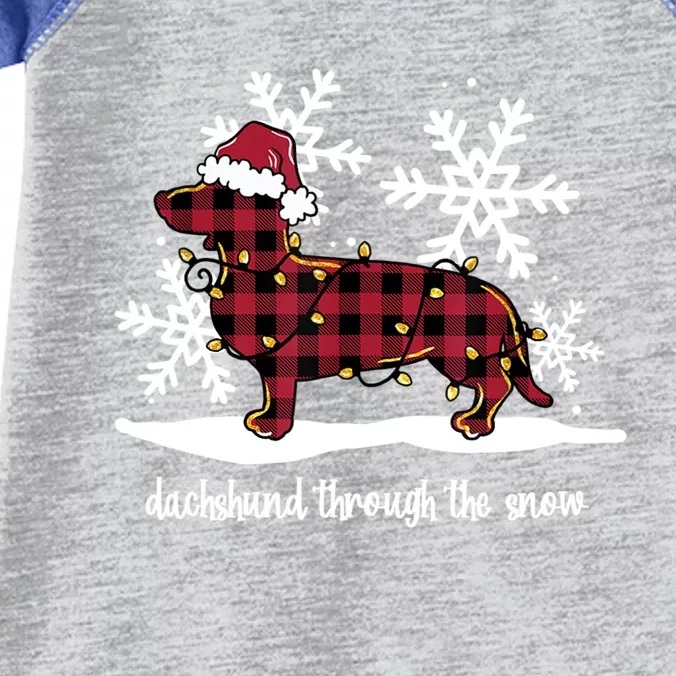 Dachshund Through The White Snow Retro Dachshund Lover Owner Great Gift Infant Baby Jersey Bodysuit