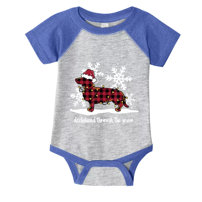 Dachshund Through The White Snow Retro Dachshund Lover Owner Great Gift Infant Baby Jersey Bodysuit