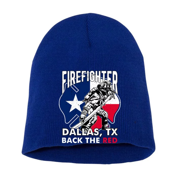 Dallas Tx Texas Emt Firefighter State Star Flag Cute Gift Short Acrylic Beanie