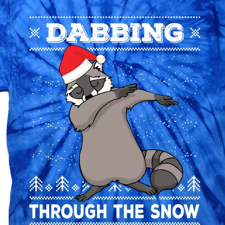 Dabbing Through The Snow Raccoon Dab Ugly Christmas Great Gift Tie-Dye T-Shirt