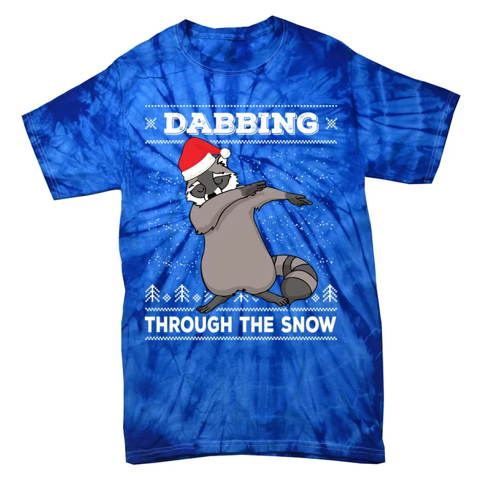 Dabbing Through The Snow Raccoon Dab Ugly Christmas Great Gift Tie-Dye T-Shirt