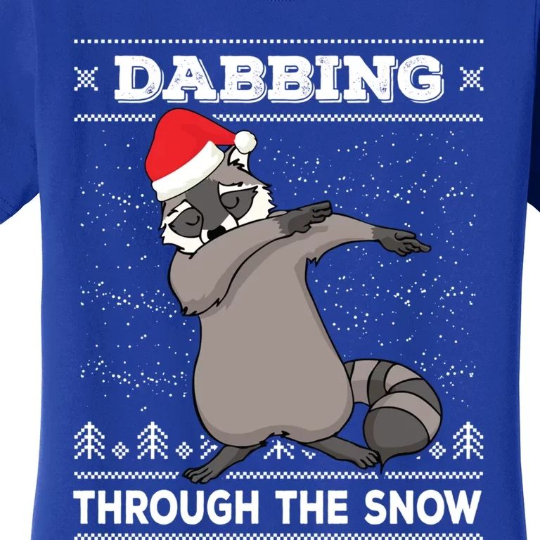 Dabbing Through The Snow Raccoon Dab Ugly Christmas Great Gift Women's T-Shirt