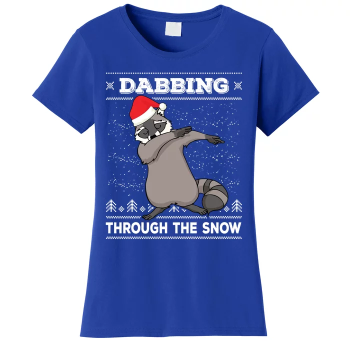 Dabbing Through The Snow Raccoon Dab Ugly Christmas Great Gift Women's T-Shirt