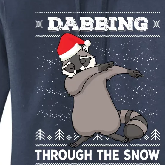 Dabbing Through The Snow Raccoon Dab Ugly Christmas Great Gift Women's Pullover Hoodie