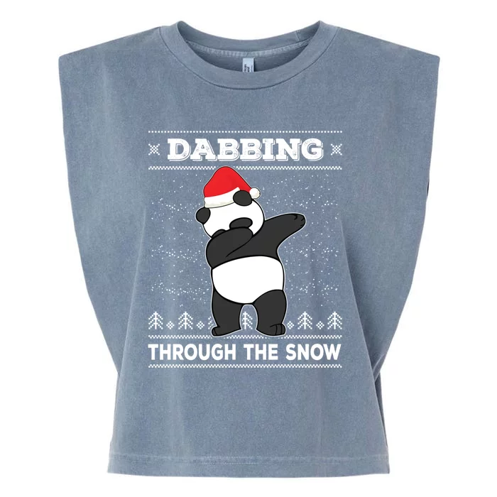 Dabbing Through The Snow Panda Dab Ugly Christmas Sweater Gift Garment-Dyed Women's Muscle Tee