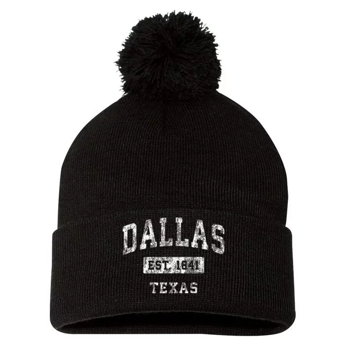 Dallas Texas Tx Vintage Established Sports Pom Pom 12in Knit Beanie