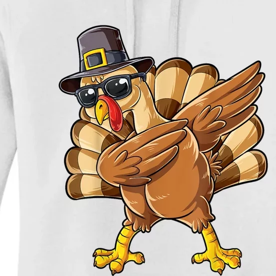 Dabbing Turkey Thanksgiving Day Pilgrim Funny Dab Women's Pullover Hoodie