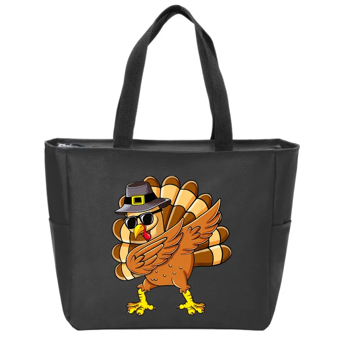 Dabbing Turkey Thanksgiving Day Pilgrim Boy Girl Funny Dab Zip Tote Bag