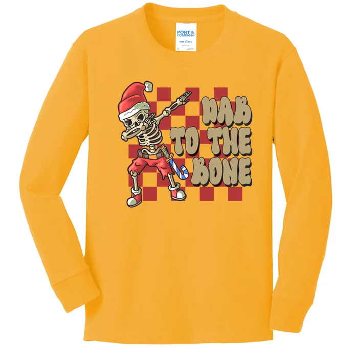 Dab To The Bone Funny Halloween Skeleton Kids Long Sleeve Shirt