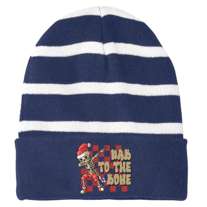 Dab To The Bone Funny Halloween Skeleton Striped Beanie with Solid Band