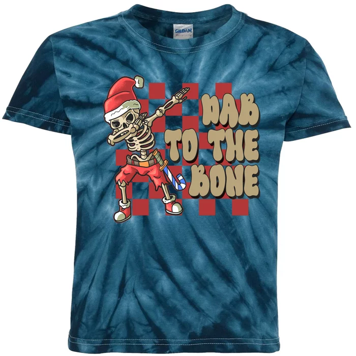 Dab To The Bone Funny Halloween Skeleton Kids Tie-Dye T-Shirt