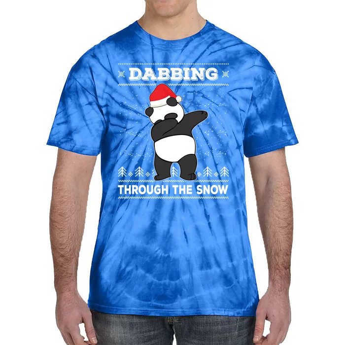 Dabbing Through The Snow Panda Dab Ugly Christmas Sweater Gift Tie-Dye T-Shirt