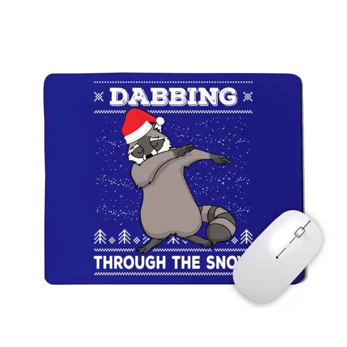 Dabbing Through The Snow Raccoon Dab Ugly Christmas Sweater Cool Gift Mousepad