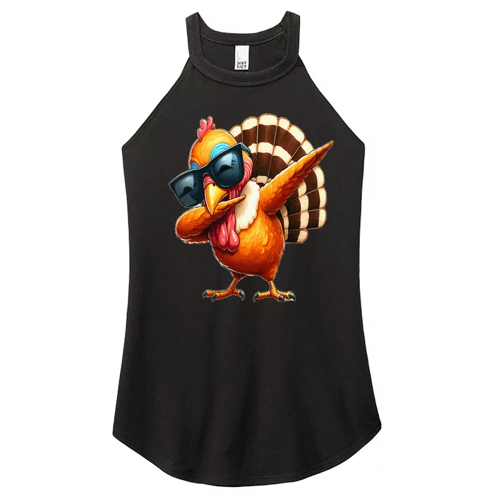 Dabbing Turkey Thanksgiving Day Pilgrim Women’s Perfect Tri Rocker Tank