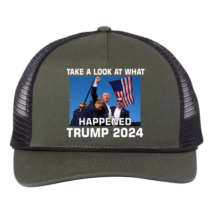 Donald Trump Take A Look What Happened I DonT Die Easily Retro Rope Trucker Hat Cap