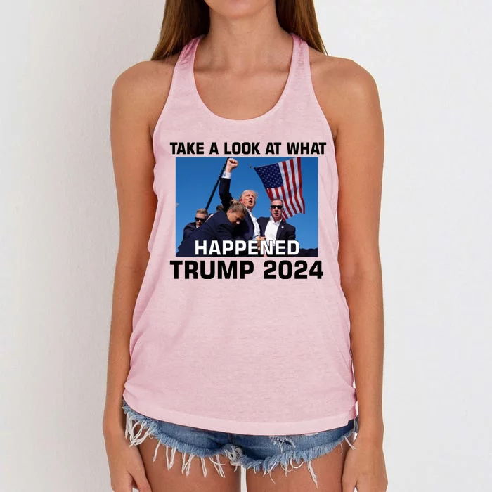 Donald Trump Take A Look What Happened I DonT Die Easily Women's Knotted Racerback Tank