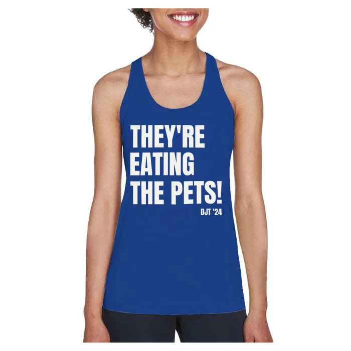 Debate Trump  TheyRe Eating The Pets Women's Racerback Tank