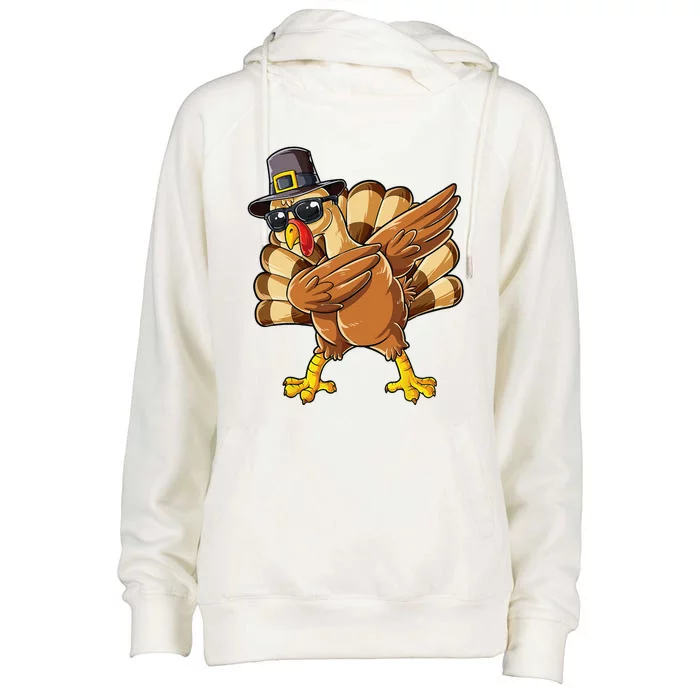 Dabbing Turkey Thanksgiving Day Pilgrim Funny Dab Womens Funnel Neck Pullover Hood