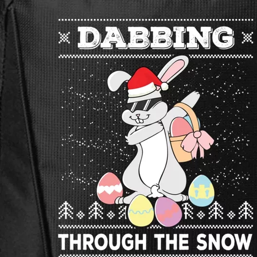 Dabbing Through The Snow Bunny Ugly Christmas Sweater Rabbit Gift City Backpack