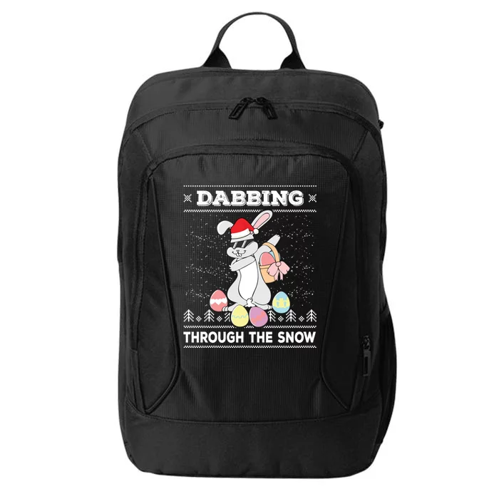 Dabbing Through The Snow Bunny Ugly Christmas Sweater Rabbit Gift City Backpack