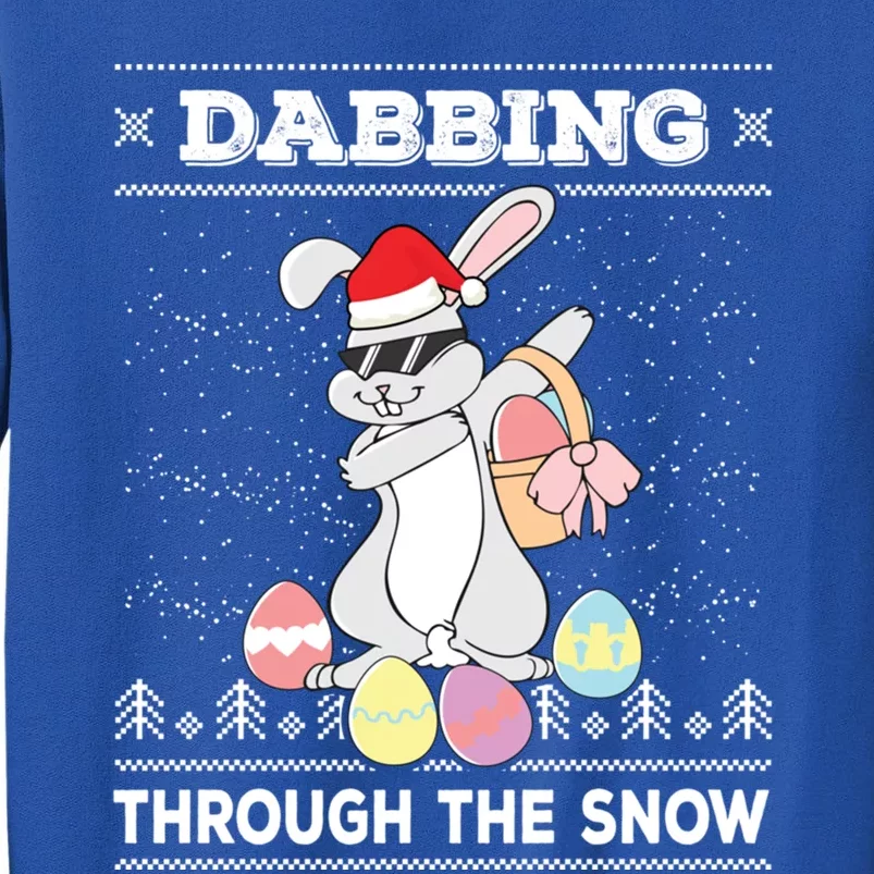 Dabbing Through The Snow Bunny Ugly Christmas Sweater Rabbit Gift Tall Sweatshirt