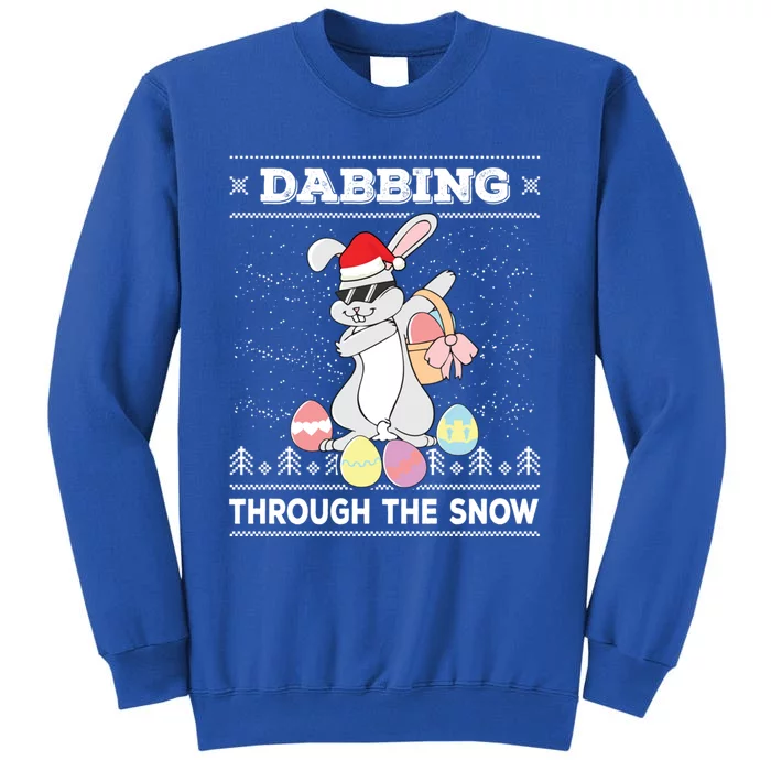 Dabbing Through The Snow Bunny Ugly Christmas Sweater Rabbit Gift Tall Sweatshirt