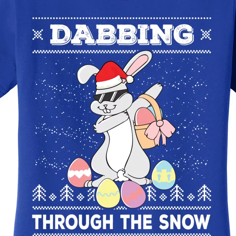 Dabbing Through The Snow Bunny Ugly Christmas Sweater Rabbit Gift Women's T-Shirt