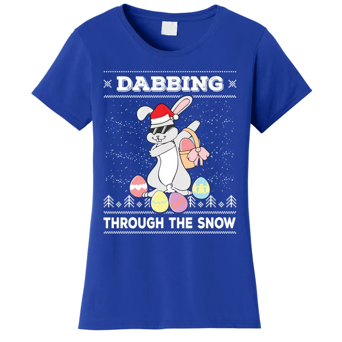 Dabbing Through The Snow Bunny Ugly Christmas Sweater Rabbit Gift Women's T-Shirt