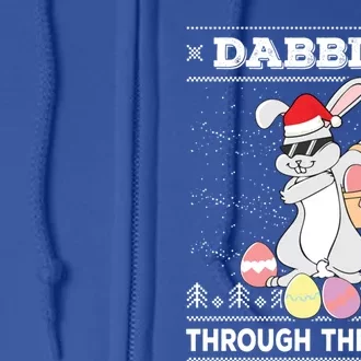 Dabbing Through The Snow Bunny Ugly Christmas Sweater Rabbit Gift Full Zip Hoodie