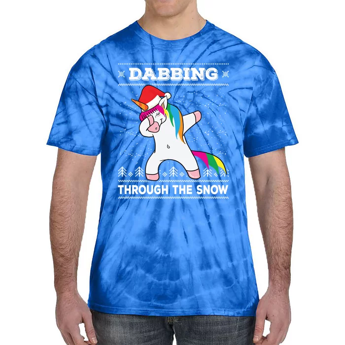 Dabbing Through The Snow Dab Unicorn Ugly Christmas Sweater Gift Tie-Dye T-Shirt