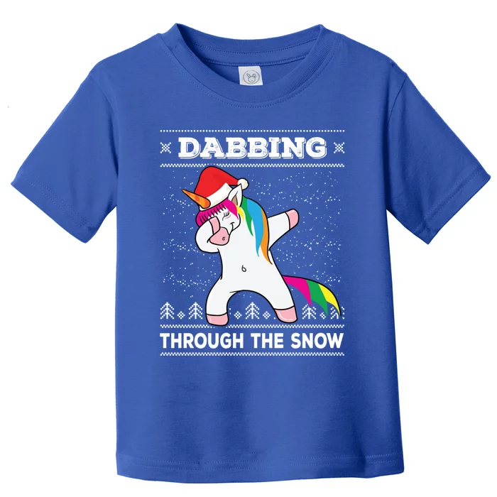 Dabbing Through The Snow Dab Unicorn Ugly Christmas Sweater Gift Toddler T-Shirt