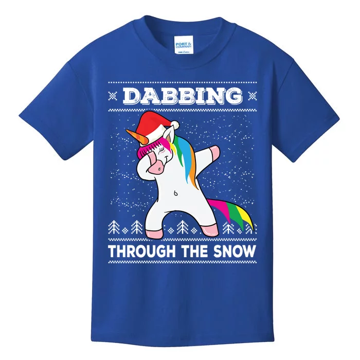 Dabbing Through The Snow Dab Unicorn Ugly Christmas Sweater Gift Kids T-Shirt