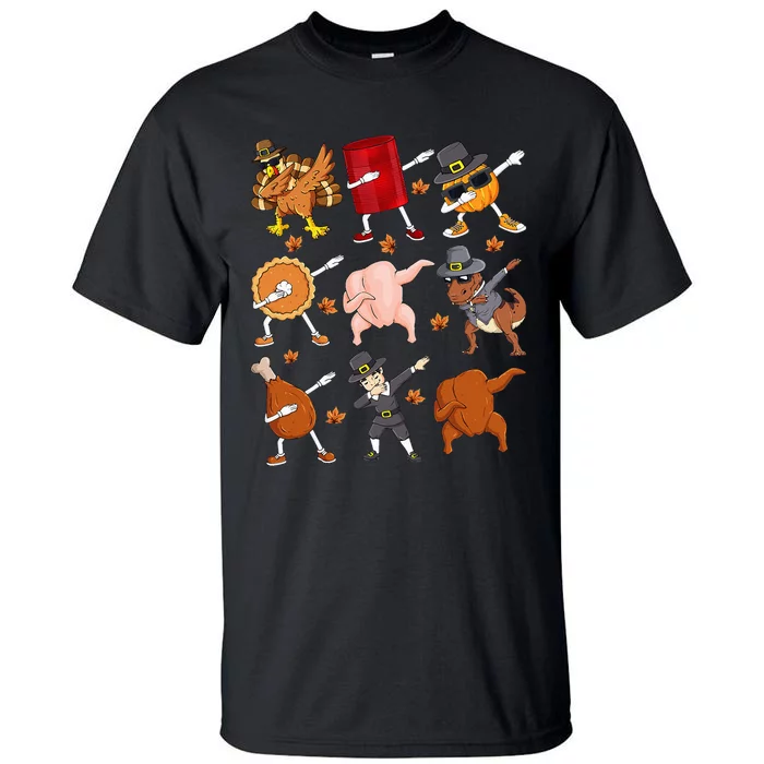 Dabbing Turkey T Rex Pilgrim Thanksgiving Kids Funny Dab Tall T-Shirt