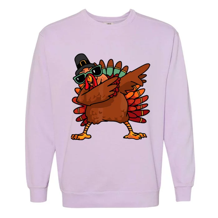 Dabbing Turkey Thanksgiving Day Pilgrim Girls Funny Dab Garment-Dyed Sweatshirt