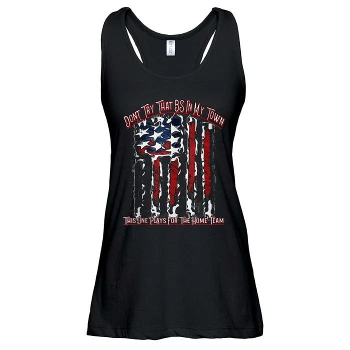 Dont Try That BS In My Town USA Flag Patriotic American Ladies Essential Flowy Tank