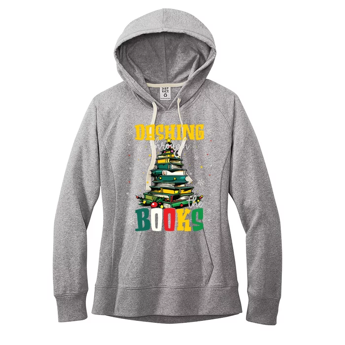 Dashing Through The Books Christmas Book Lovers Librarian Women's Fleece Hoodie