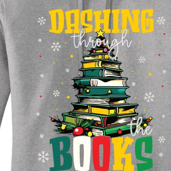 Dashing Through The Books Christmas Book Lovers Librarian Women's Pullover Hoodie