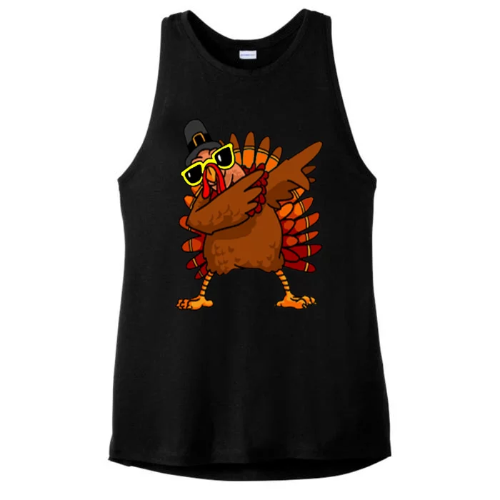 Dabbing Turkey, Thanksgiving Funny Cute Ladies Tri-Blend Wicking Tank